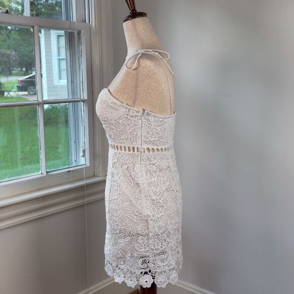 Forever 21 White Lace Floral Adjustable Strap Waist Cut Out Bodycon Dress Small - Picture 5 of 13